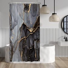 Gray and Gold Marble Shower Curtain Modern Luxury 36"W x 72"L Pack of 1 Grey