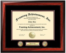 College Diploma Frame Two Logo Seal Certificate Board Document Plaque Black Mat