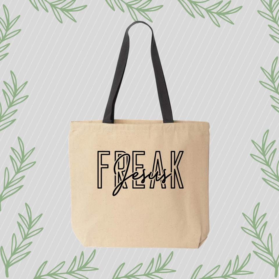 Bolso de Mano Jesus Freak Script Tinta Negra - 100% Lona Algodón - Bolsas Liberty 8868 Foto 2 de 4