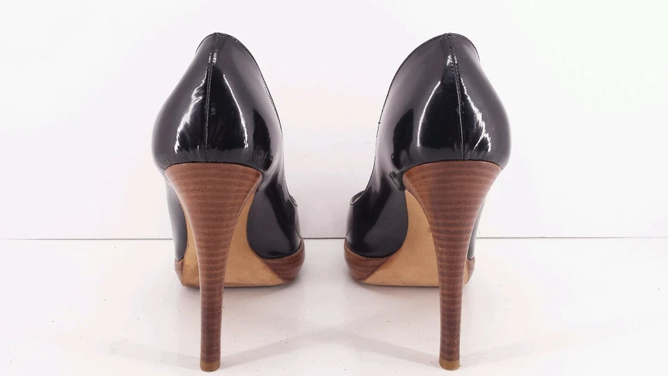 Alexandra Neel 漆皮露趾黑色厚底高跟鞋。 (38) Appx US 7 — 第 4/4 张图片