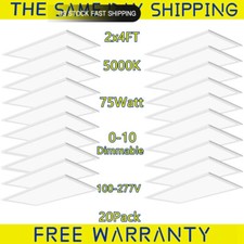 LED Flat Panel Troffer 2x4 Foot 75W 5000K, Edge-Lit Drop Ceiling Lights,100-277V