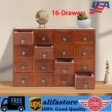 Desk Drawer Organizer Wooden Storage Box Rustic Small Parts Tool Box Cabinet NEW