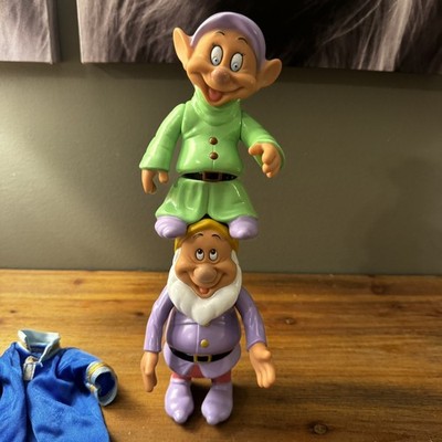 Disney Snow White And The Seven Dwarfs Dopey Sneezy Stackable Dolls Mattel 1992 
