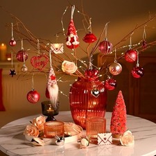 DecorbyHannah 70ct Valentines Day Tree Ornaments Decorations, Hot Pink Red