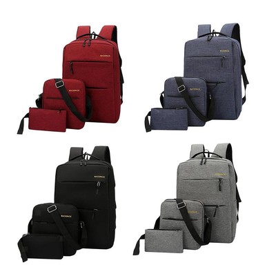 3 Stück Herren Einfarbig Rucksack Wasserdicht Externe USB Ladeschnittstelle