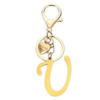 FüR Initial U SchlüSselanhäNger Herz Edelstahl Gold