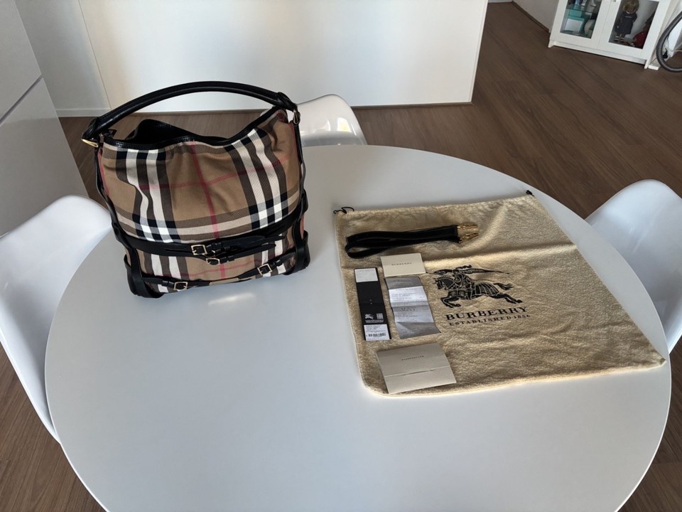 Genuine Burberry Bridle Housecheck Medium Gosford Hobo
