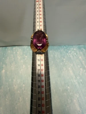 Vintage Joseph Esposito Amethyst Cocktail Ring 18K Gold Filled Größe 6  - Bild 1 von 4