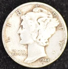 1944-D VERY FINE Mercury Dime, 90% Silver