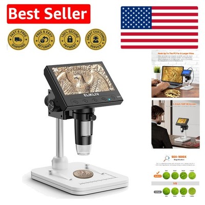 Portable 1000X Coin Magnifier with Adjustable LED Lights & PC Compatibility