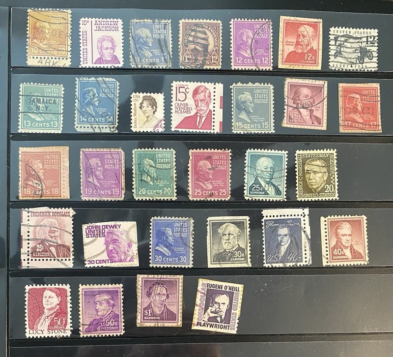 Lg US Famous Americans Stamp Lot Presidents Inventors Writers Military Leaders