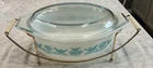 Vintage Promo Pyrex Bluebird Oval Casserole Dish 043 with Lid and Cradle