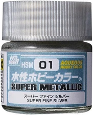 Mr. Hobby HSM01 Aqueous Super Metallic Super Fine Silver Paint 10ml - US