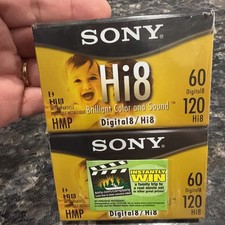 Lot of 2 - Sony Hi8 60 min Digital8 120 min Hi8 HMP Cassette Tape P6-120HMPL