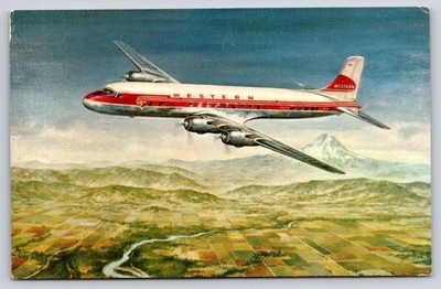 Aviation~California~Western Airlines~DC-6B Fleet Queen~Mtn~Farms~1960s Airplane