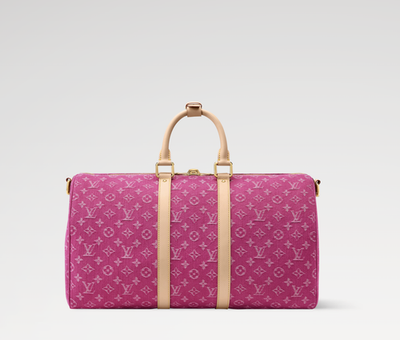 Louis Vuitton Keepall Bandouliere 45 Denim Boston Bag Pink M27944