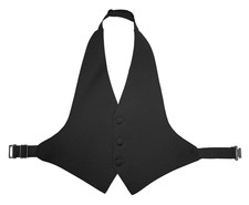 Boys Cadet Black Tuxedo Vest Open Back 100 Wool Made in USA Adjustable