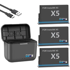 2850mAh Battery For Insta360 X5 Action Video Camera or Dual Fast Charger