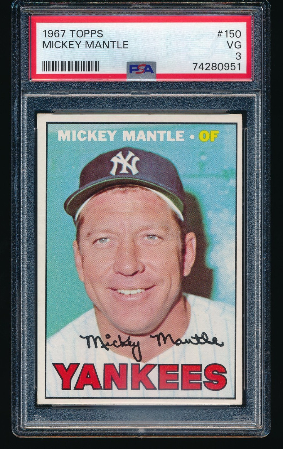 1967 Topps #150 Mickey Mantle New York Yankees PSA 3 VG Looks Higher Grade
