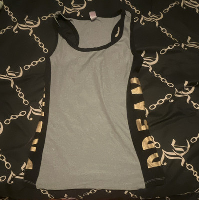 No Boundaries Women s Gray/Black Racerback Tank Gold DREAM Juniors M