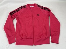 Adidas Full Zip Three Stripes Track Jacket Womens Size L Pink