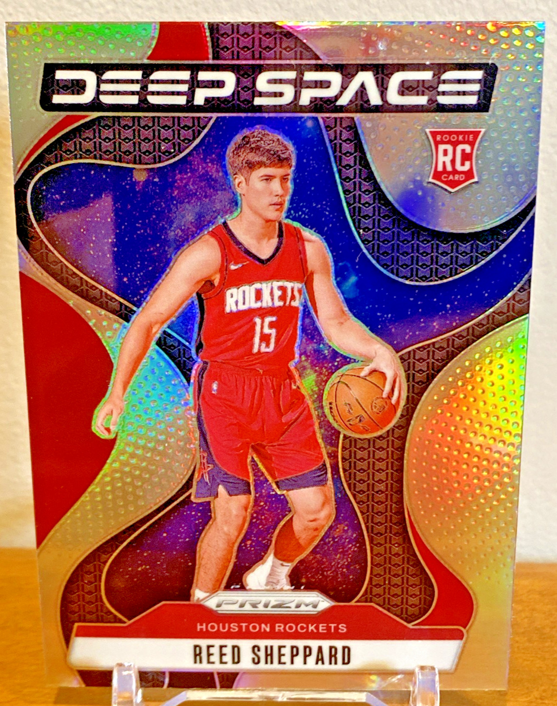 Reed Sheppard, 2024-25 Prizm - Deep Space Insert Silver Prizm, ROCKETS