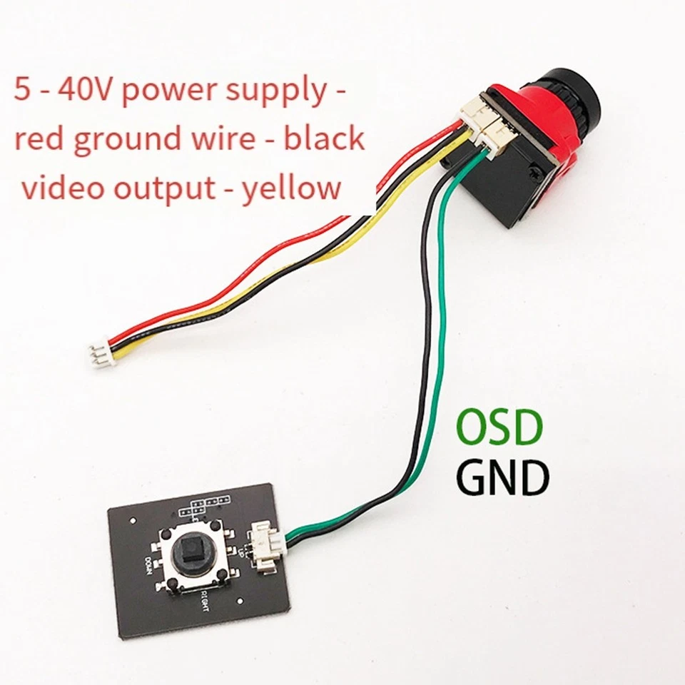 1/1.8 1800TVL FPV fotocamera obiettivo 2,1 mm 5V-40V PAL/NTSC con OSD interno8353 - Immagine 2 di 4