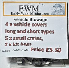 Early War 20mm (1/72) Crates(5), Kit Bags(2) & Vehicle Covers (4)