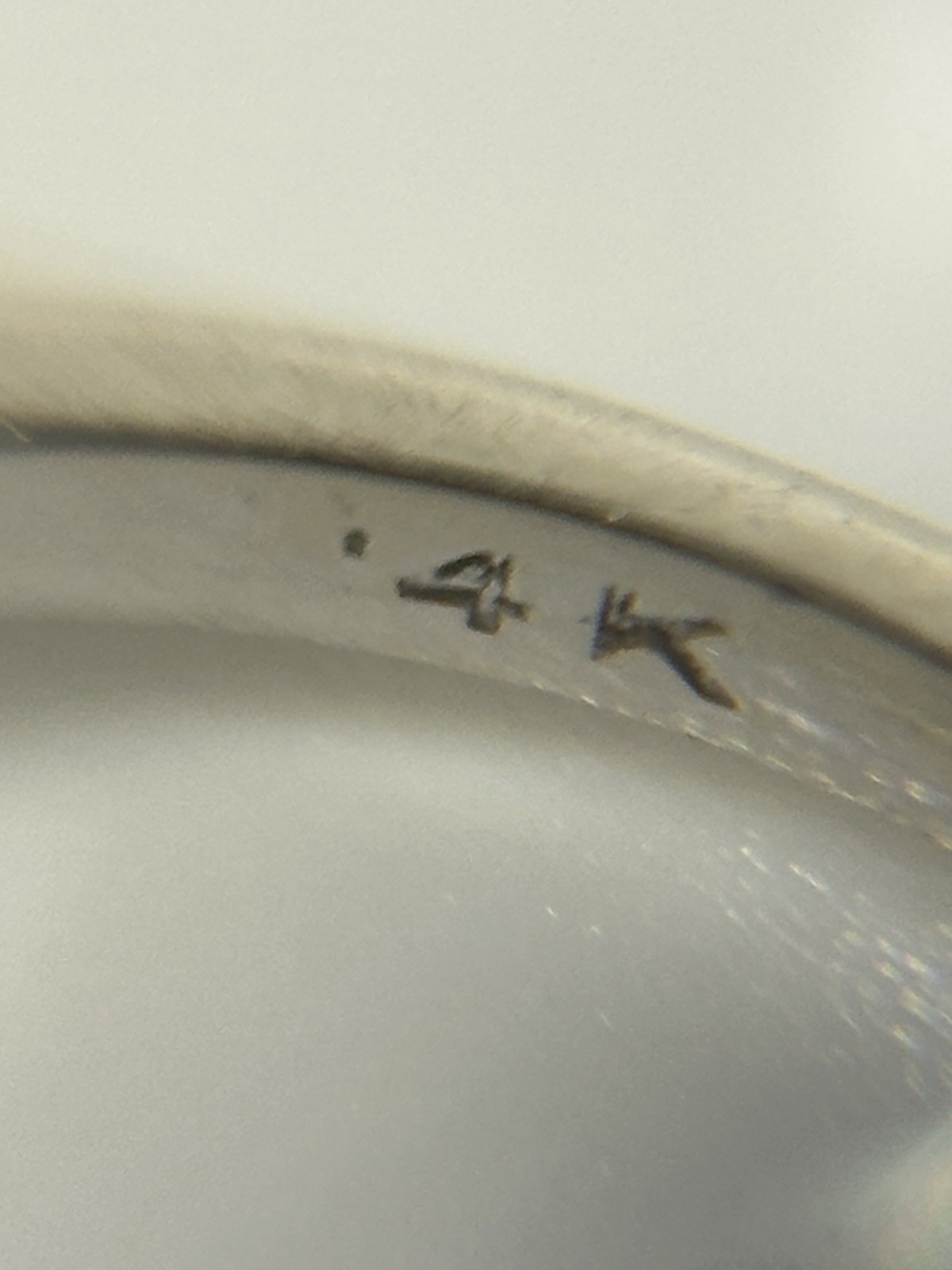 Solid 14K While Gold Engagement Ring & Approx .40… - image 4