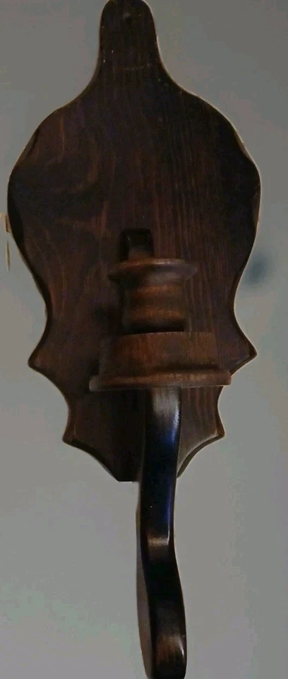 Vintage Solid Wood Wall Sconce Candle Holder Heart Cutout - Image 2 of 4