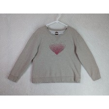 Life is Good Women's Large Light Tan Scattered Hearts Graphic Print Sweatshirt