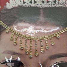 Gold Tone Rhinestone Head Chain Rhinestone Fringe