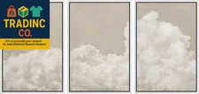 Framed Wall Art Print Set Serene Sky Filled with Fluffy Clouds Illustrations Mod
