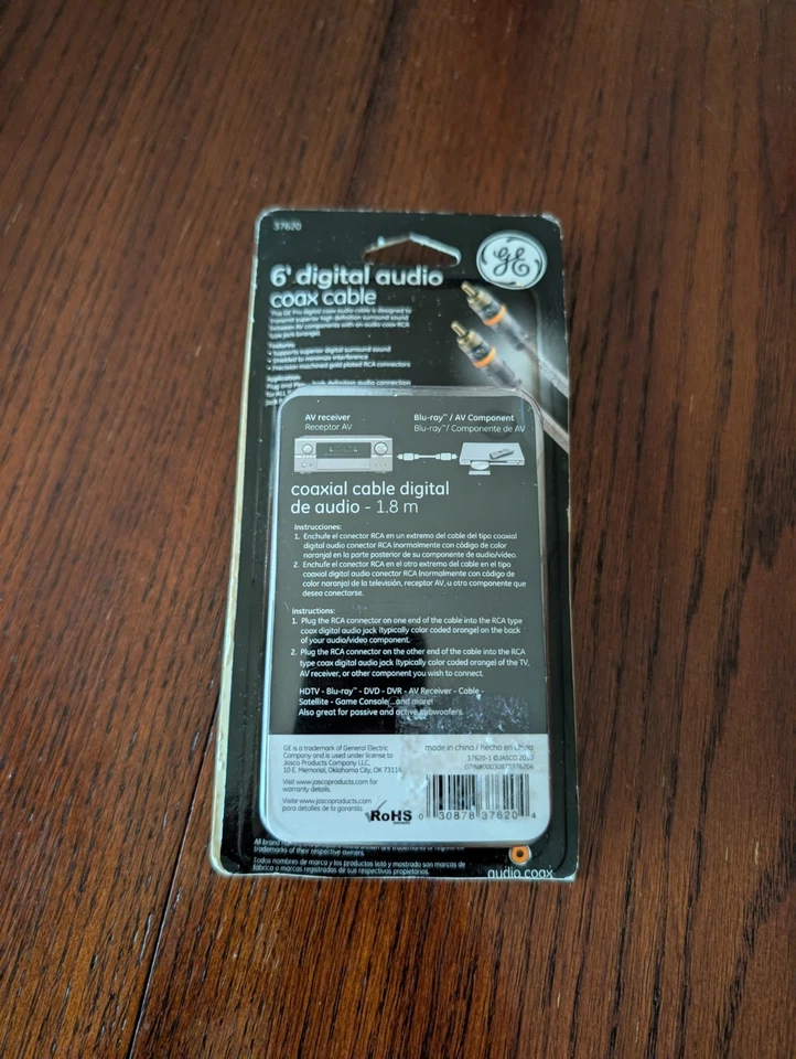 GE PRO 6ft Audio Coax Digital Cable Subwoofer Heavy Duty Cable Gold SEALED - Image 2 of 4