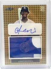 2023 LEAF PERFECT GAME YELLOW AIDEN HARRIS BUTTON PATCH AUTO 1/6