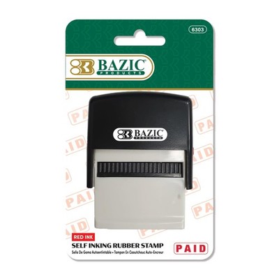 BAZIC Products Paid Self-Inking Stamp with Red Ink for 1-Pack, (Red Ink) 