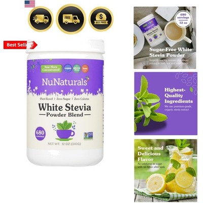 White Stevia Powder Blend, Plant-Based Sugar Substitute, Zero Calorie Sweeten...