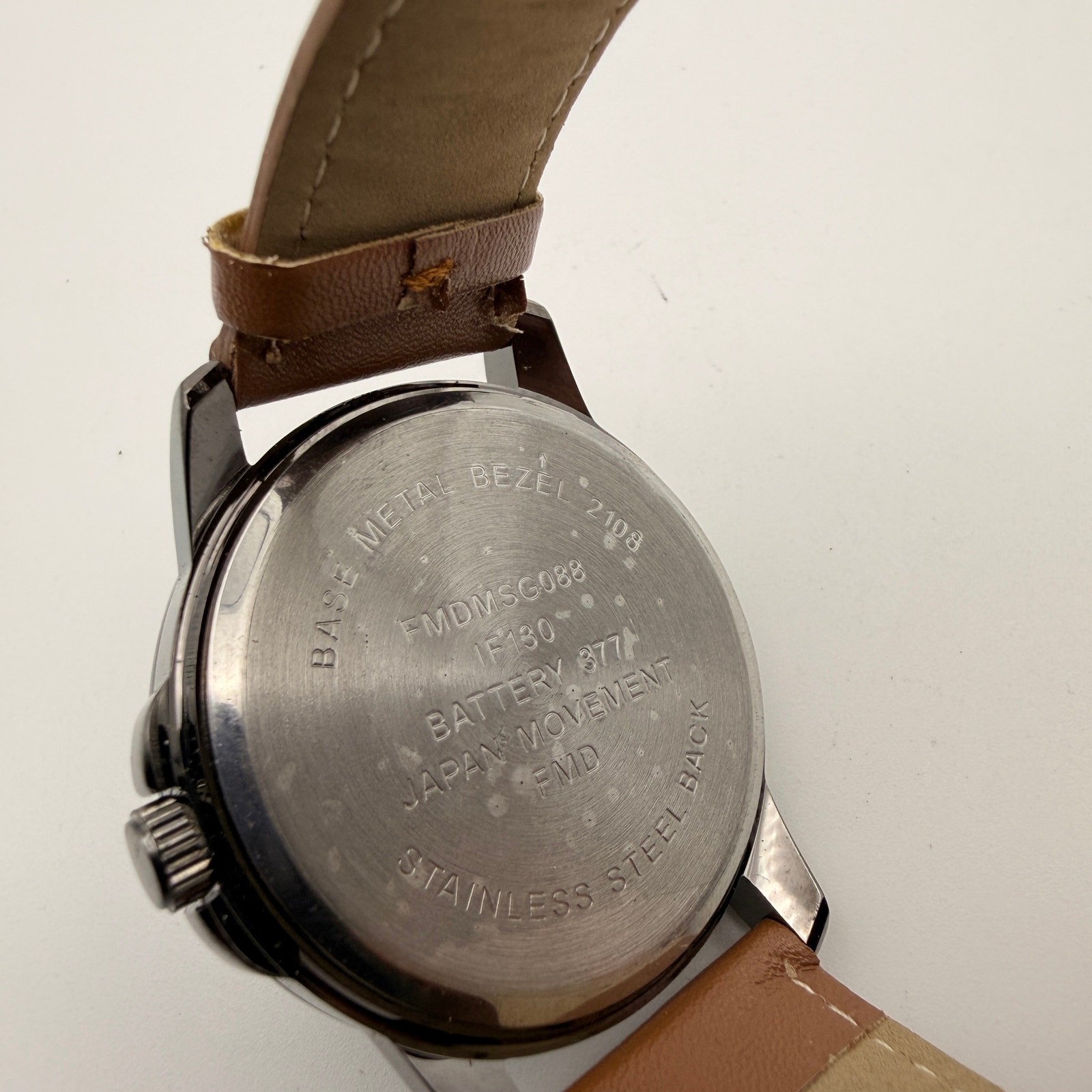 Folio Men's Gunmetal Quartz Watch with Brown Strap Working New Battery image 4