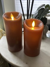 Pair Of Luminara Flameless Battery Operated Candle 6.5"  5.5" Harvest Autumn