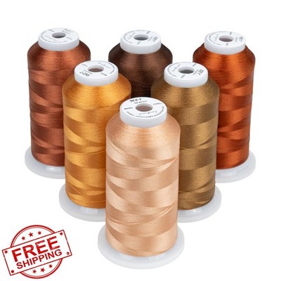 Simthread Embroidery Thread Set 6 Spools 3000 Yards 40WT Polyester Brown