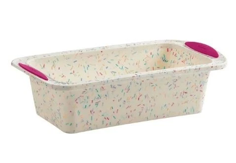 Trudeau White Confetti Silicone Loaf Pan