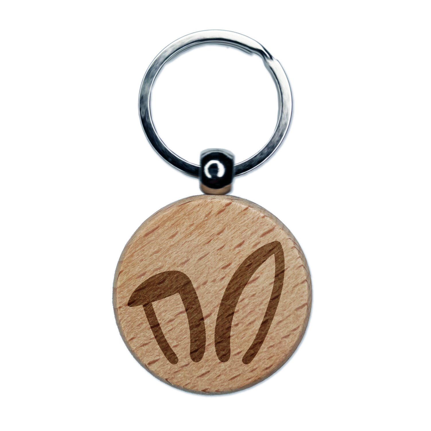 Easter Bunny Ears Engraved Wood Round Keychain Tag Charm
