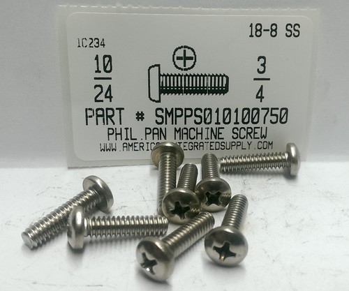Viti Testa Tonda Per Lamiera 10-24 X 4 Pollici, 25 Pezzi In Acciaio Inox, Phillips, Confezione Multipla