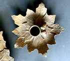 2 BRONZE CANDLE HOLDERS WITH ONE PLATE MAPLE LEAF WITH ACORNS 10 1/2" AND 5 1/4" — photo 2