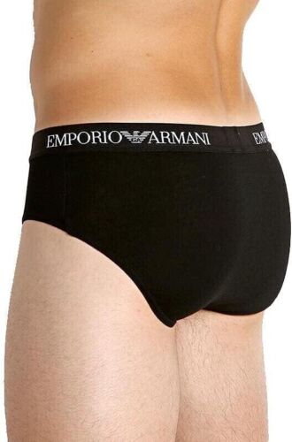 Emporio Armani Men's Cotton Briefs 3-Pack Slip Black Medium 32-34 - Picture 4 of 5