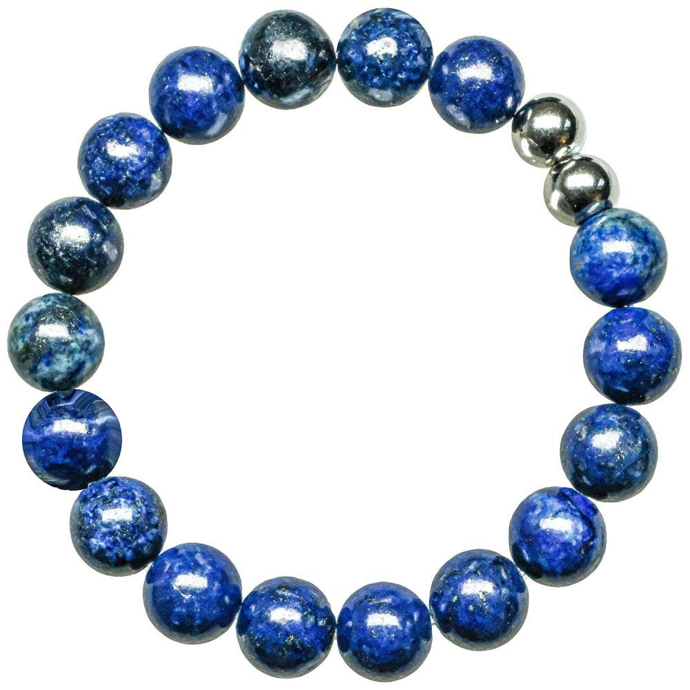 Bracelet en lapis-lazuli pierre bleue naturelle perles rondes 10mm