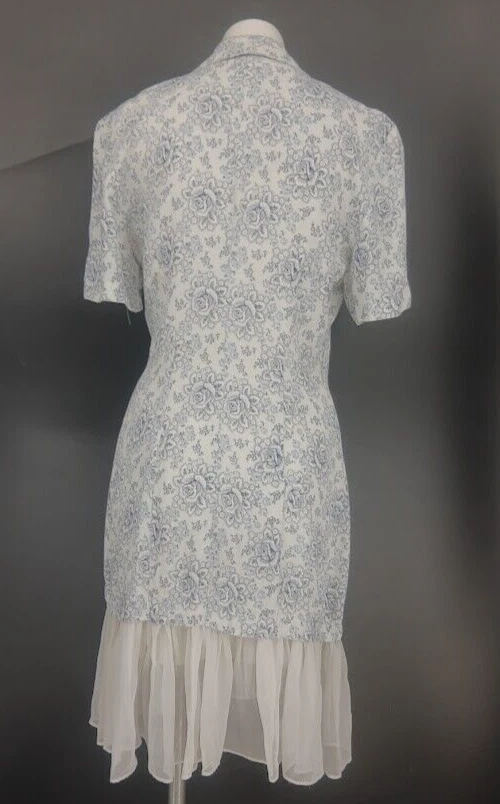Vestido Floral Joven Eduardiano Doble Pecho Para Mujer S Dobladillo Volante Transparente De Colección    Foto 2 de 4