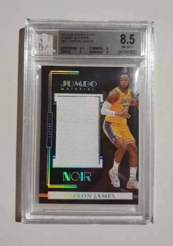 2019-20 LeBron James Lakers Panini Noir Jumbo Game Worn Material BGS 8.5 # 05/98