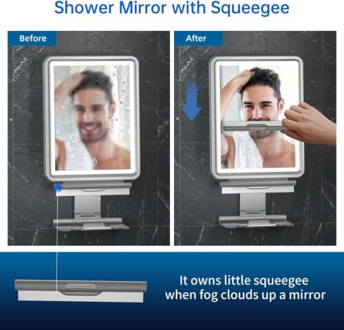 Lighted Shower Mirror Fogless for Shaving, Heated Fog Free Large 9.5*8inch 3 Col - Picture 3 of 5