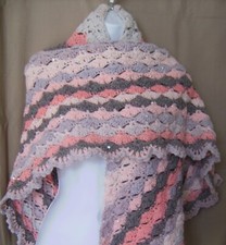 COLORFUL HANDMADE CROCHETED MULTI COLOR SEQUIN SHAWL WRAP
